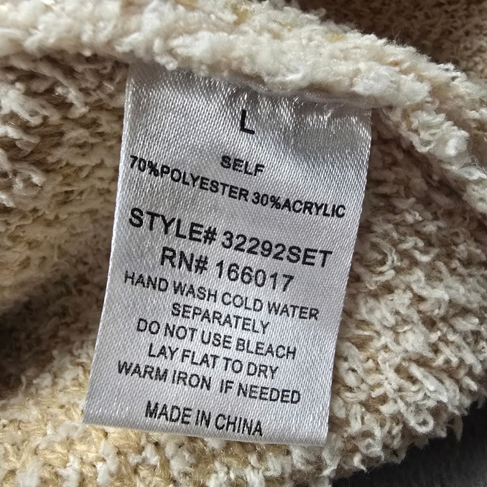 Blue B. Womens Star Print Fuzzy Knit 2 Piece Lounge Set Tan Cream Large 13000SET - Picture 10 of 11